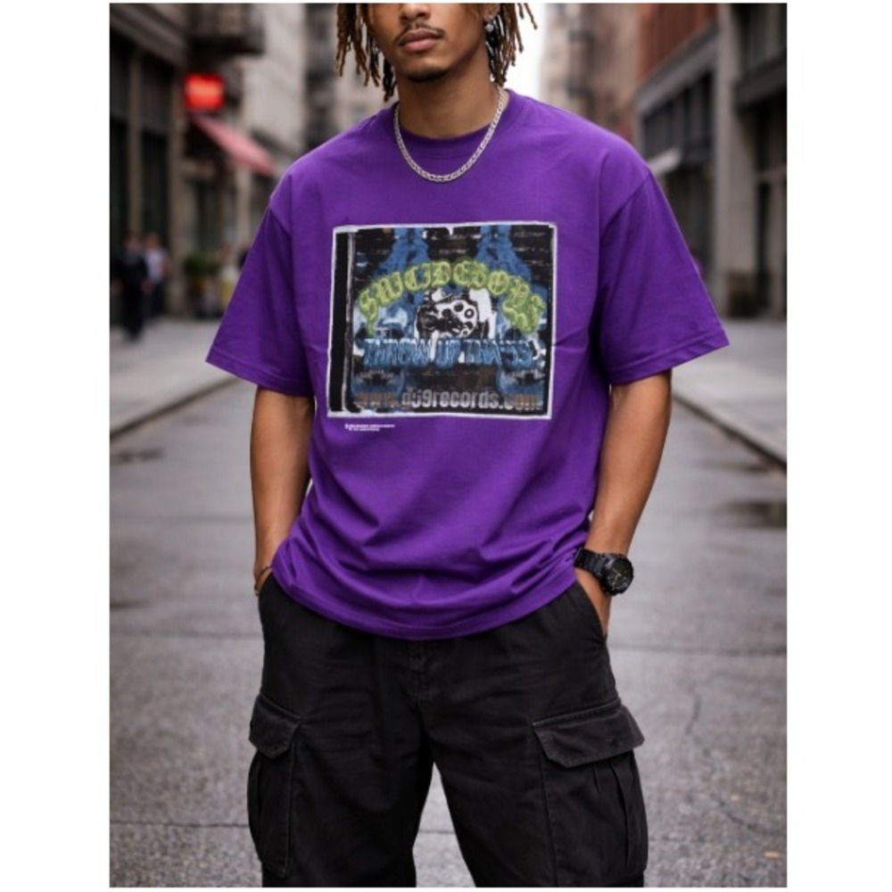 G59 Unisex Royal Purple Graphic Print Short Sleeve Jewel Case Tee‎ Size XL NWT